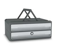 CEP Support d'écran PC ordinateur Module de Rangement 2 Tiroirs avec Serrure verrouillage Réhausseur de moniteur MoovUp Secure Gris Plastique Recyclé