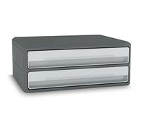 CEP Support d'écran PC ordinateur Module de Rangement 2 Tiroirs Réhausseur de moniteur MoovUp Gris Plastique Recyclé