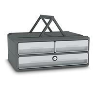 CEP Support d'écran PC ordinateur Module de Rangement 3 Tiroirs avec Serrure verrouillage Réhausseur de moniteur MoovUp Secure Gris Plastique Recyclé