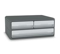 CEP Support écran PC MoovUp – Module de rangement 3 tiroirs – Réhausseur Gris Plastique recyclé