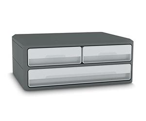 CEP Support d'écran PC ordinateur Module de Rangement 3 Tiroirs Réhausseur de moniteur MoovUp Gris Plastique Recyclé