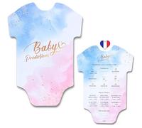 Céparty x25 Carte de Jeu Baby Shower - Kit idéal pour Gender Reveal et Fete prénatale - Animation Tendance de pronostic Naissance du Futur bébé Fille ou Garcon - Cartes rose et bleu pour jeux invités