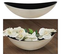 Cepewa Bac décoratif - 39 x 13 x 12 cm - En plastique - Champagne noir - Bac à plantes en forme de bateau (1 champagne ovale noir 39 x 13 x 12 cm)