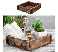 Cepewa Caisse en bois en forme de brique, aspect usé | Bois de hêtre vieilli 30 x 25 cm | Caisse de surcyclage avec anse en métal (1 x caisse en bois en forme de brique 30 x 25 cm)