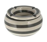 Cepewa cendrier tempête Ø 13,5 cm cendrier à vent rayé gris-blanc avec couvercle (1x cendrier tempête 13,5 cm)