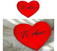 Cepewa Cœur en peluche XXL Ti amo brodé en forme de cœur - Micro peluche - 60 x 50 x 10 cm - Rouge - Pour la Saint-Valentin - Cadeau d'amour (1 x XXL en peluche Ti amo - 60 cm)