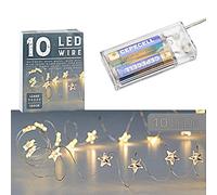 Cepewa Guirlande lumineuse à micro-fil en forme d'étoile - Blanc chaud - Argenté - Batterie - Éclairage décoratif de Noël (1 x 10 LED - Étoile micro-fil)