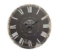 Cepewa Horloge murale nostalgie en bois 45 cm Vintage Horloge en bois Paris Antique Déco Design XXL, 1 x horloge murale Xxl foncée.