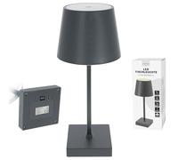 Cepewa Lampe de table LED - Anthracite - 17 LED - 8,5 x 26 cm - ABS PS - Fonction tactile à piles - Blanc chaud - 3 niveaux de luminosité - 25 lumens (1 lampe de table anthracite avec pile de 26 cm)