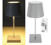 Cepewa Lampe de table LED - Gris - 17 LED - 8,5 x 26 cm - ABS PS - Fonction tactile à piles - Blanc chaud - 3 niveaux de luminosité - 25 lumens (1 lampe de table grise de 26 cm)
