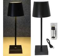 Cepewa Lampe de table LED noire, 17 LED, 8,5 x 32 cm, ABS PS, fonction tactile, alimentée par piles USB, blanc chaud, 3 niveaux de luminosité, 35 lumens, 1 lampe de table noire, 32 cm