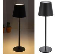 Cepewa Lampe de table avec fonction tactile - Intensité variable en continu - 3 tons blancs - 11 x 37 cm - Noir - 65 lumens - 56 LED - Câble de charge USB - 1 lampe de table 11 x 37 cm - Noire