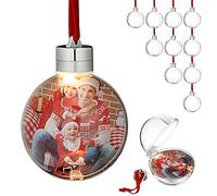 Cepewa Lot de 12 boules de Noël LED à faire soi-même, Décoration Noel - Diamètre : 8 cm - Fonction lumineuse avec pile bouton
