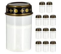 Cepewa Lot de 12 lanternes funéraires LED avec vacillantes - Blanc - 12 cm - Fonctionne avec piles - Bougie funéraire - Bougie funéraire (1 lot de 12 bougies LED)