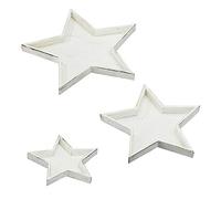 Cepewa Lot de 3 assiettes décoratives « étoile » en 3 tailles - Blanc - Assiettes de Noël (1 lot de 3 assiettes décoratives blanches).