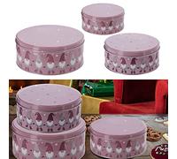 Cepewa Lot de 3 boîtes à biscuits de Noël - Motif lutin - 3 tailles - Rondes - En métal - Rangement des biscuits de Noël (1 lot de 3 boîtes à pâtisseries)