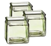 Cepewa Lot de 3 photophores carrés verts de 10 cm - Bougeoir - Lumière d'ambiance - Papillon (1 photophore de 10 cm - Vert)