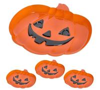 Cepewa Lot de 4 assiettes décoratives « Pumpkin » - En plastique orange et noir - 30 x 2,5 x 27 cm - Décoration de table d'Halloween