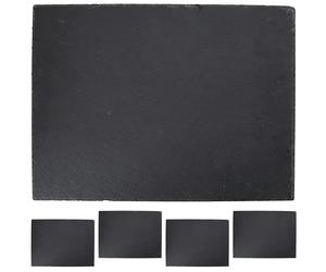 Cepewa Lot de 4 plaques en ardoise - Rectangulaires - 40 x 30 cm - Protection en feutre - Dessous de table - Plateau de service (1 lot de 4 plateaux en ardoise 40 x 30 cm)