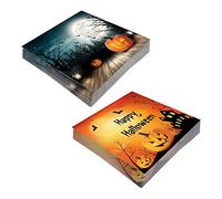Cepewa Lot de 40 serviettes de fête pour Halloween avec 20 citrouilles à la pleine lune et 20 Happy Halloween