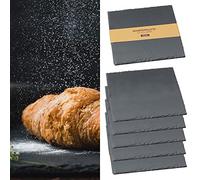 Cepewa Lot de 6 assiettes en ardoise carrées de 25 x 25 cm - Protection en feutre - Dessous de table - Plateau de service (1 lot de 6 plaques d'ardoise 25 x 25 cm)