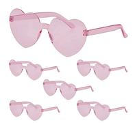 Cepewa Lot de 6 paires de lunettes de fête, en forme de cœur, en plastique, 13,5 x 5,5 cm, pour carnaval, accessoires de fête à thème (rose)