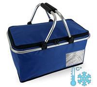 Cepewa Panier à provisions, pliable, avec fonction thermique, 30 l, sac isotherme, pour pique-nique, bleu, avec fonction thermique