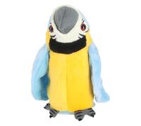 Cepewa Perroquet parlant, 11 x 20 x 10 cm, en polyester, rouge, figurine décorative avec fonction d'enregistrement et de lecture, les ailes flottent lorsque vous parlez à piles (bleu)