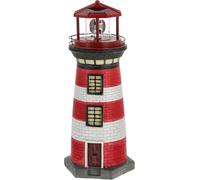 Cepewa Phare solaire à LED - Hauteur : 38 cm - Rouge et blanc - Décoration de jardin - 1 phare solaire à LED - Hauteur : 38 cm
