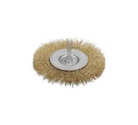Cepillo Acero Latonado Para Taladro. Disco Ø 75 mm. Espiga 1/4\" Cepillo Taladro Alambre Latón, Cepillo Limpieza, Cepillo Puli