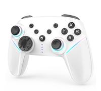 Ceppekyy Manette Switch Sans Fil pour Switch/Lite/OLED/PC, Manette Switch Pro avec LED RGB 9 Couleurs,Batterie 950 mAh,Programmable,Wake Up,Turbo,6 Axis Gyro,Dual Vibration,Blanc