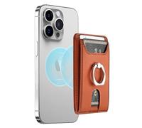 Ceppekyy Porte Carte Magnétique avec Anneau Support,Pochette Carte Compatible avec MagSafe,Portefeuille avec 4 Porte-Cartes pour iPhone 16 15 14 13 12 Pro/Max/Plus/Coque Magsafe,Cuir Végan,RFID,Marron