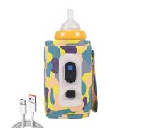 Ceprznvey Bottle Warmer, Portable Bottle Warmer, Milk Warmer Bag, Feeding Bottle Warmer, Portable Usb Milk Bottle Warmer Digital Milk Bottle Warmer Bag with 5 Temperature Gear Options for Kids, jaune,