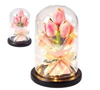 Ceprznvey Bouquet de fleurs préservées dans un dôme en verre Décoration