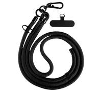 Ceprznvey Cordon de téléphone - Sangle de téléphone en nylon robuste et réglable - Design antivol - Fixation sécurisée - Languette d'attache pour smartphones, accessoires de voyage - 150 cm, Noir