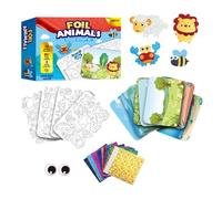 Ceprznvey Creative Art Kit, Foil Stickers Set, Animal Foil Art, Children Sensory Activity Set, Fun Craft Activities, Cartoon Animal Craft for Home, Art Class, Classroom, Gatherings
