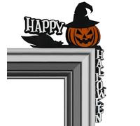 Ceprznvey Halloween Decorations - Wooden Sign for Spooky Entryway | Cutout Design with Pumpkin Ghost Witch Spider Web, Festive Accent for Window Sill Living Room Bedroom Or Party Setup