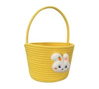 Ceprznvey Kids Easter Basket, Soft Cotton Rope Bag, Cute Bunny Design, Sturdy Handle, Egg Hunt Candy Storage, Festive Present, 9.06x7.09x6.3 inches, Spring Holiday Decoration