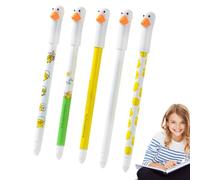 Ceprznvey Lot de 5 stylos effaçables, pointe fine de 0,5 mm, design en forme de canard, écriture lisse et propre, sans traces, prise en main confortable, léger et portable, utilisation à l'école et au
