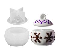 Ceprznvey Moules À Pots En Résine Avec Couvercle,Moule à Bonbons de Noël à Motif Flocon de Neige | Moule en Silicone Réutilisable à Démoulage Facile pour Décoration Artisanale Bougeoir