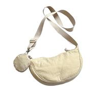Ceprznvey Petit sac en nylon, sac à bandoulière compact, élégant et fonctionnel, pochette de rangement légère, parfait pour les rendez-vous et le travail, 27 x 7 x 17 cm, 130 g, blanc, Refer