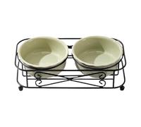 Ceprznvey Stable Cat Bowl - Ergonomic Kitten Bowls | 30x15x8.8cm Pet Bowl with Raised Frame Stability, Sturdy Ceramic Pet Feeder, Pets Supply Feeding Bowls, Mealtime Cat Item for Animals
