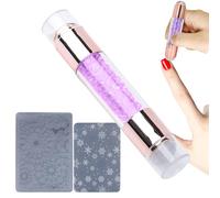 Ceprznvey Tampon à ongles - Stylos d'estampage à domicile - Ornés de strass à double extrémité pour manucure, pratique à la maison, salon de manucure