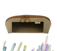 Ceprznvey Trousse de rangement pour stylos, trousse à crayons transparente, boîte à papeterie à fermeture éclair, design en cuir imperméable, rangement compact et élégant, utilisation scolaire, bureau