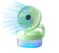Ceprznvey Ventilateur de brume - Dispositif de refroidissement rechargeable par USB, silencieux, pliable, multifonctionnel avec lumière pour salle de sport, camping, bureau, jardin, extérieur, voyage