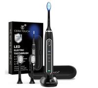 CERA TOUCH Brosse à dents électrique blanchissante à 6 LED bleues | Brosse à dents électrique pour adultes | 4 modes avec minuterie intelligente retrait de la plaque et fonction mémoire | 2 têtes |