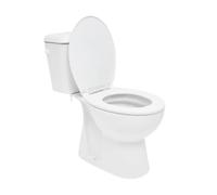 Ceramia Multi WC à poser complet | Cuvette en céramique avec bride | Sortie verticale au sol | Réservoir + abattant inclus | Double chasse 3/6 L | Blanc brillant (EUR960NEW)