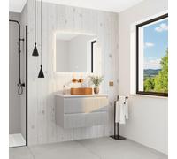 Ceramia Nouveau meuble de salle de bain 80 cm, certifié FSC, gris perle (CERAMIA-3LG80)