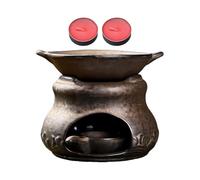 Ceramic Aromatherapy Stove - 4.7 inch Handmade | Safe Decorative Oil Diffuser with 2 Candles, Wax Burner Kit for Home Office Desk, Bedroom Meditation and Relaxation