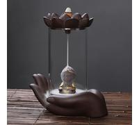 Ceramic Backflow Incense Burner Windproof Cover Lotus Buddha Hand Incense Holder Great Saint Incense Burner Wukong Office Tea Ceremony Crafts (C) (C)